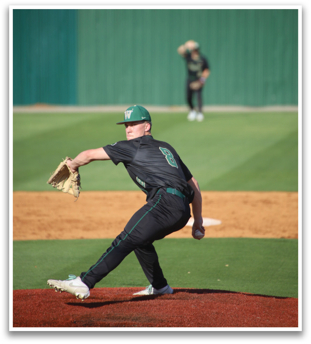 A baseball player in a black shirt and green hat is throwing a ball. AI generated content