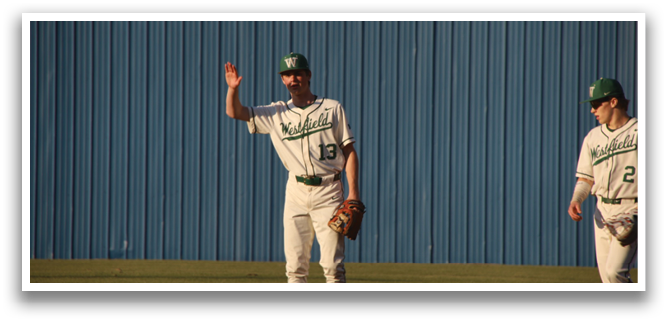 Two baseball players on a field, one waving and the other walking away. AI generated content