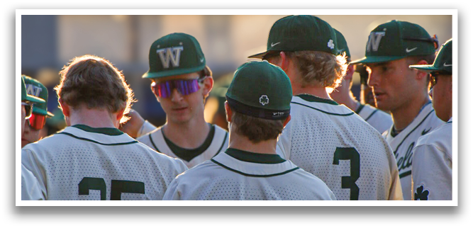 A group of baseball players wearing green and white uniforms are standing together on a field. AI generated content