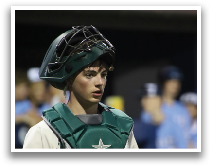 A baseball player wearing a green and white uniform with a helmet and a catcher's mitt. AI generated content