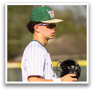 A baseball player wearing a green and white hat, holding a baseball glove. AI generated content