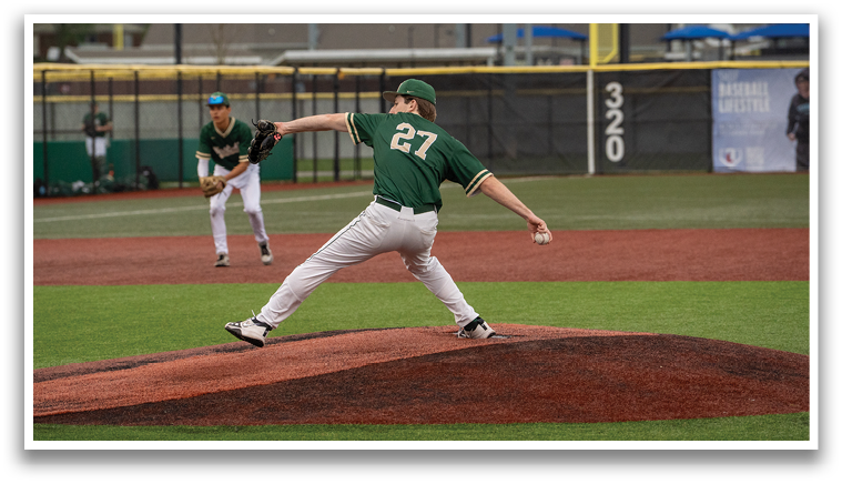 A baseball player in a green shirt and white pants is pitching a ball. AI generated content