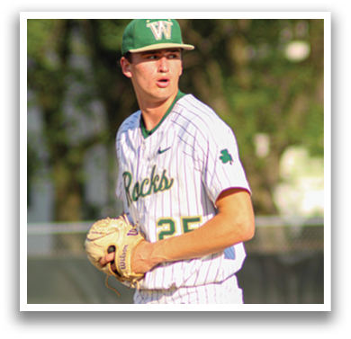 A baseball player wearing a green and white uniform stands on the field, holding a baseball glove. AI generated content