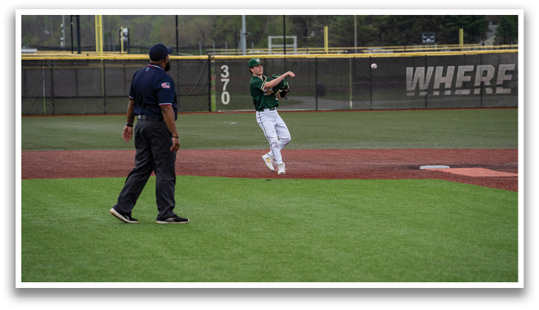 A baseball player is leaping in the air to catch a ball. AI generated content