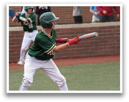 A baseball player in a green and white uniform is swinging a bat at a ball. AI generated content
