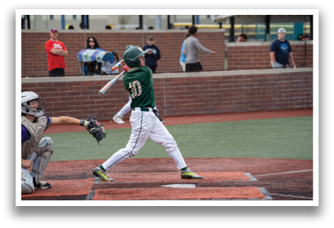 A baseball player in a green and white uniform is swinging a bat at a ball. AI generated content