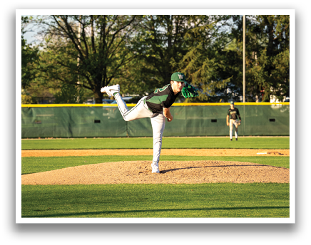 A baseball player in a green shirt and white pants is pitching a ball on a baseball field. AI generated content