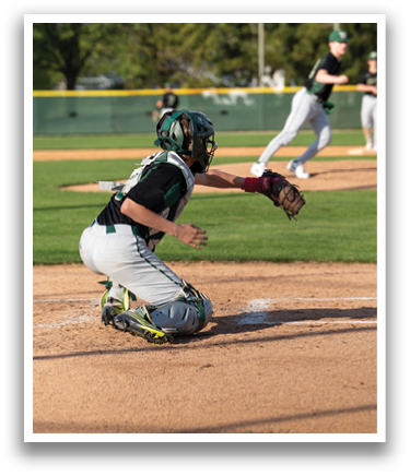 A baseball player is kneeling on the ground wearing a baseball glove. AI generated content