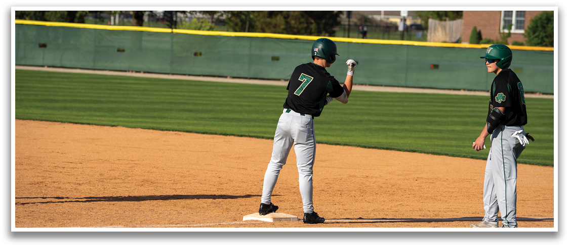 Two baseball players on a field, one holding a bat and the other wearing a glove. AI generated content