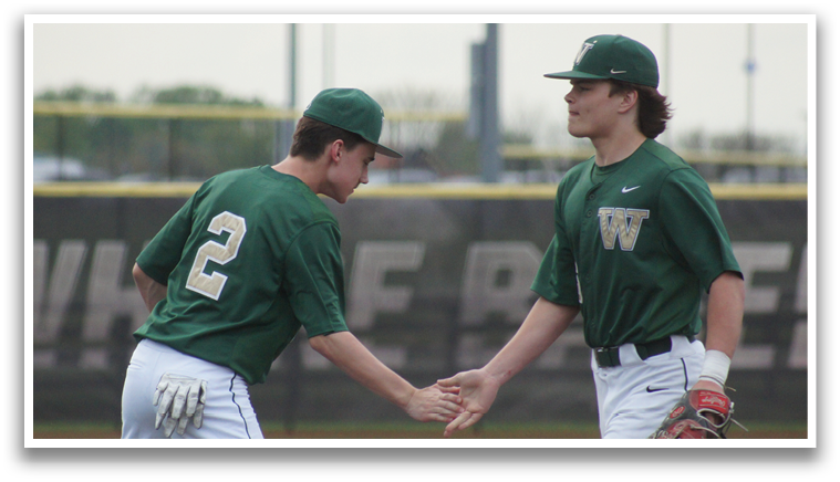 Two baseball players shake hands on the field. AI generated content