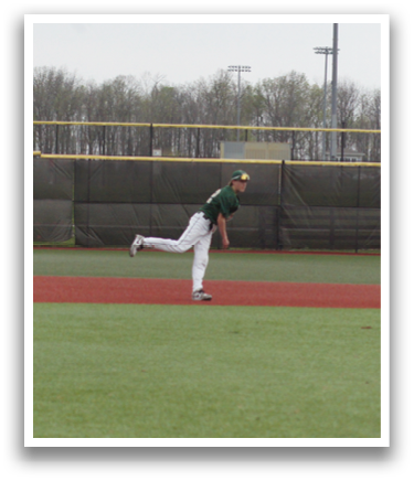 A baseball player in a green shirt and white pants is pitching a ball on a field. AI generated content