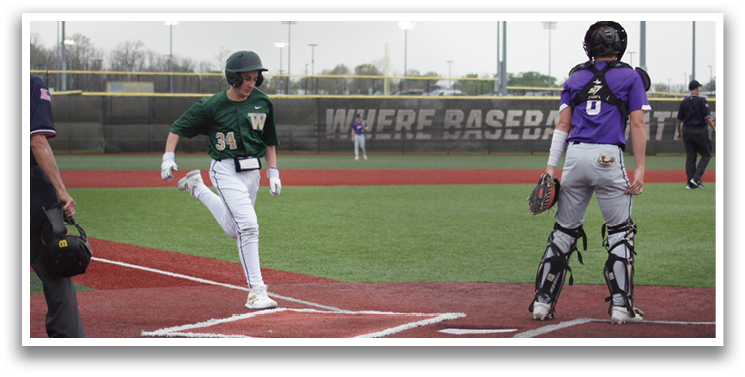 A baseball player in a green shirt and white pants is running towards a base. AI generated content