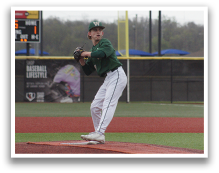 A baseball player in a green shirt and white pants is pitching a ball. AI generated content