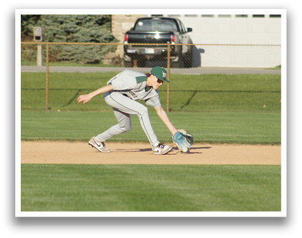 A baseball player in a grey uniform is running to catch a ball. AI generated content