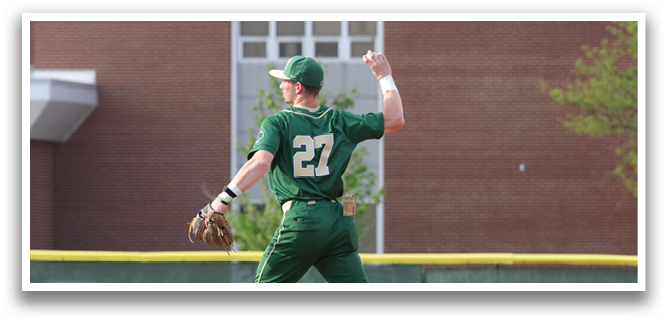 A baseball player wearing a green and white uniform is celebrating a successful play. AI generated content