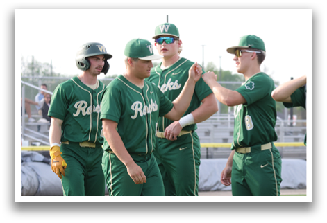 A group of baseball players huddle together on the field. AI generated content