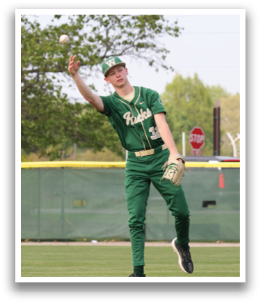 A boy in a green baseball uniform is throwing a ball. AI generated content