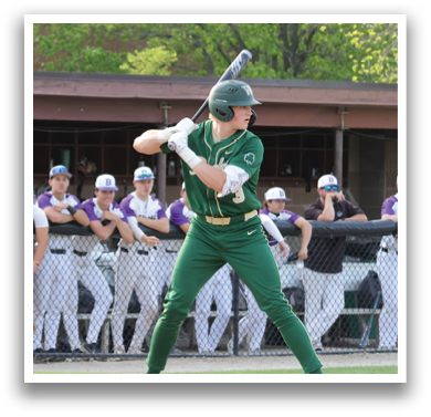 A baseball player is at bat, holding a bat and preparing to swing. The player is wearing a green and white uniform. There are several other people in the scene, some of whom are also wearing baseball uniforms. The scene appears to be taking place on a baseball field. AI generated content