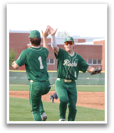 Two baseball players celebrate on the field. AI generated content