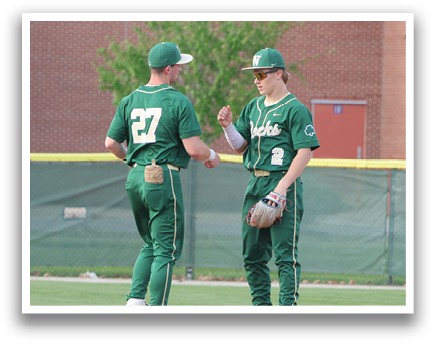 Two baseball players shake hands on the field. AI generated content