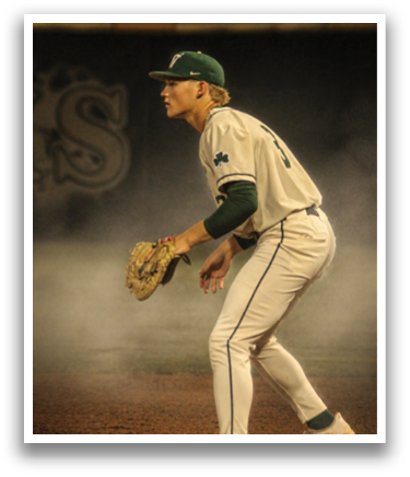 A baseball player in a white uniform is standing on the field, holding a catcher's mitt. AI generated content