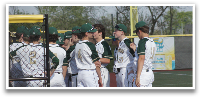 Baseball players wearing green and white uniforms are standing on a field. AI generated content