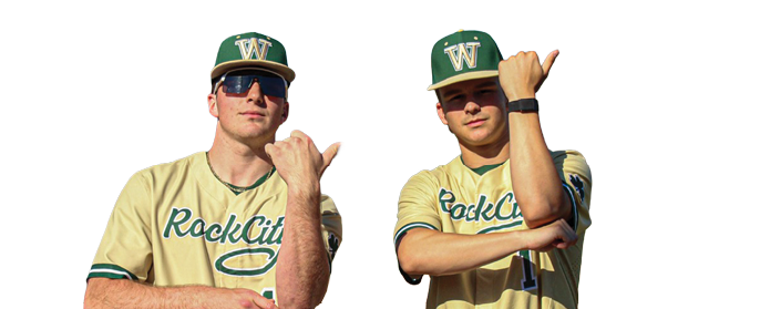 Two baseball players pose for a picture on the field. AI generated content