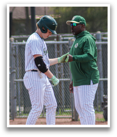 Two baseball players on the field, one giving advice to the other. AI generated content