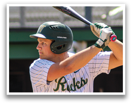 A baseball player in a green and white striped uniform is holding a bat, getting ready to swing. AI generated content