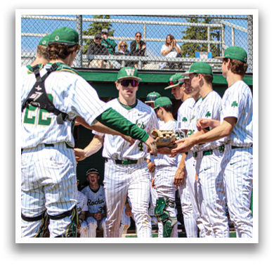 Baseball players on a field holding a trophy. AI generated content