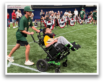 A man in a wheelchair is playing with a frisbee on a field. AI generated content