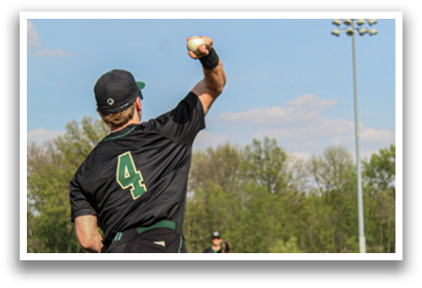 A baseball player in a black shirt and green hat is throwing a ball. AI generated content