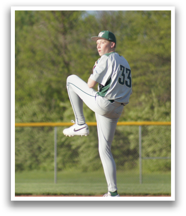 A baseball player is in the middle of a pitch, with his leg up in the air. AI generated content