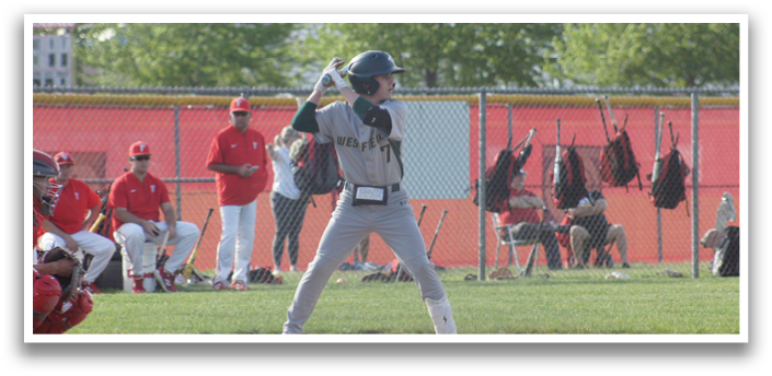A baseball player is at bat, holding a bat and preparing to swing. AI generated content