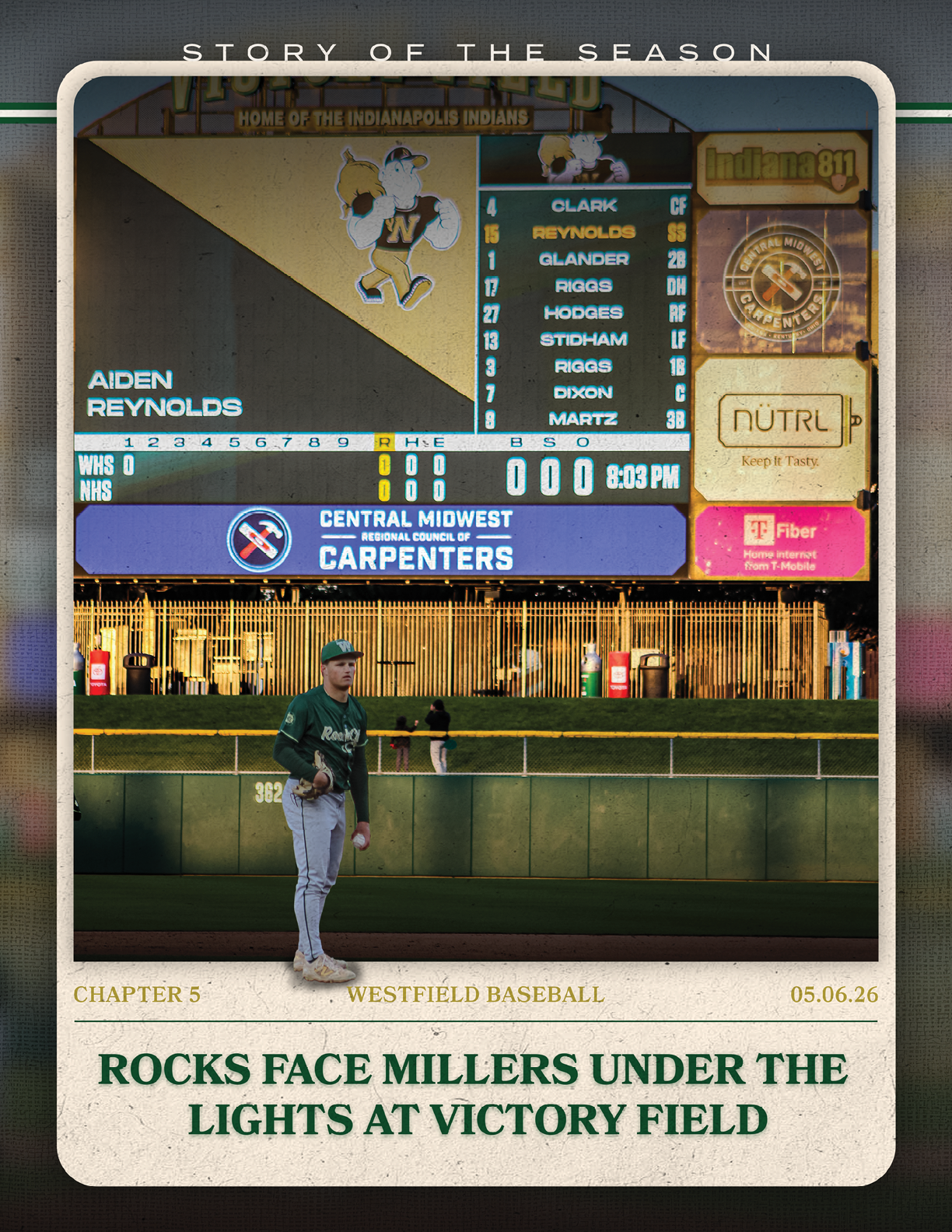 A baseball player standing on a field. Description generated by AI