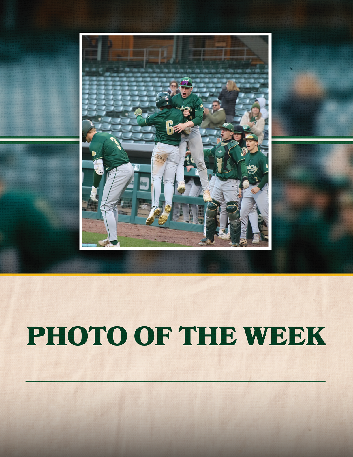 A group of baseball players celebrating a win. Description generated by AI