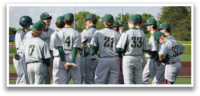 A group of baseball players wearing green and white uniforms. Description generated by AI