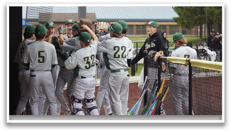 Baseball players hugging each other. Description generated by AI