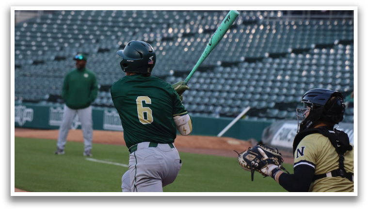 A baseball player is swinging a bat. Description generated by AI
