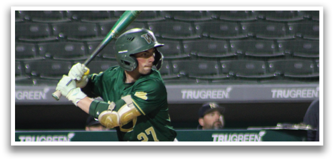 A baseball player is swinging a bat. Description generated by AI
