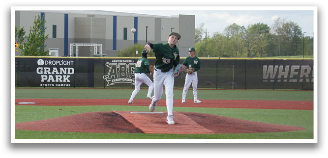 A pitcher is throwing a baseball on a field. Description generated by AI