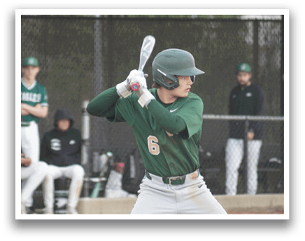 A baseball player in a green and white uniform is holding a bat and getting ready to swing. Description generated by AI