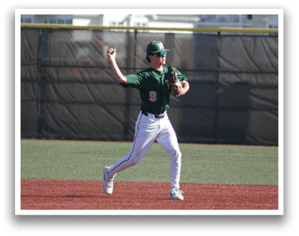 A baseball player is swinging a bat at a ball. Description generated by AI