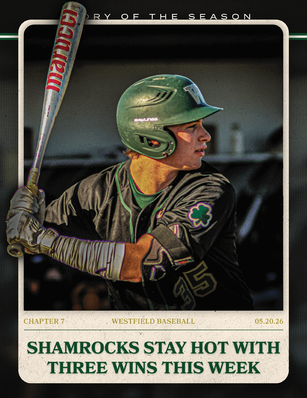 A baseball player holding a bat. Description generated by AI