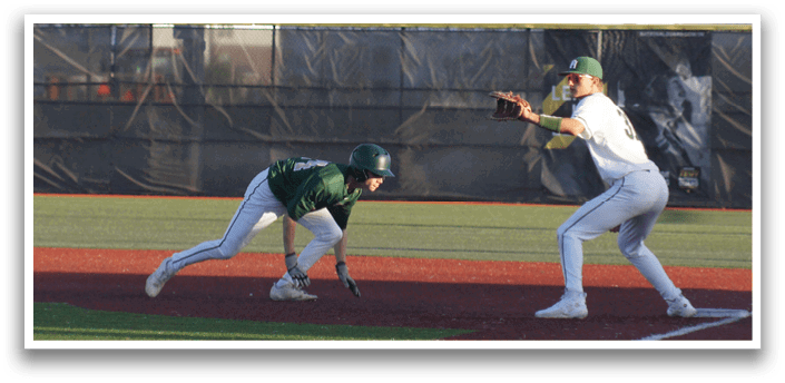 A baseball player running on a field. Description generated by AI