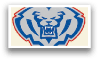 A blue and white logo of a bear with its mouth open. Description generated by AI