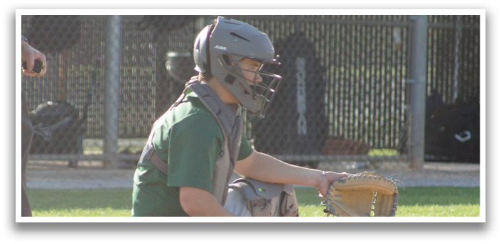 A baseball player in a green shirt and white pants is holding a bat. Description generated by AI