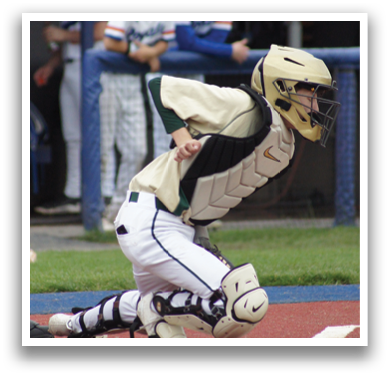 A baseball player sliding into a base. Description generated by AI