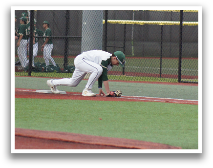 A baseball player is sliding into a base. Description generated by AI