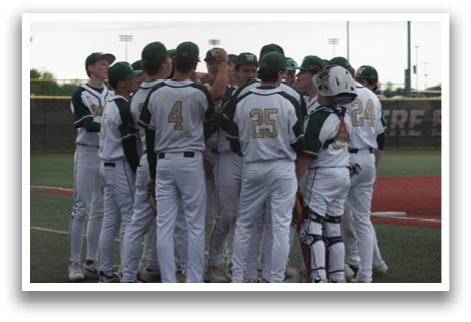 Baseball players in white uniforms. Description generated by AI